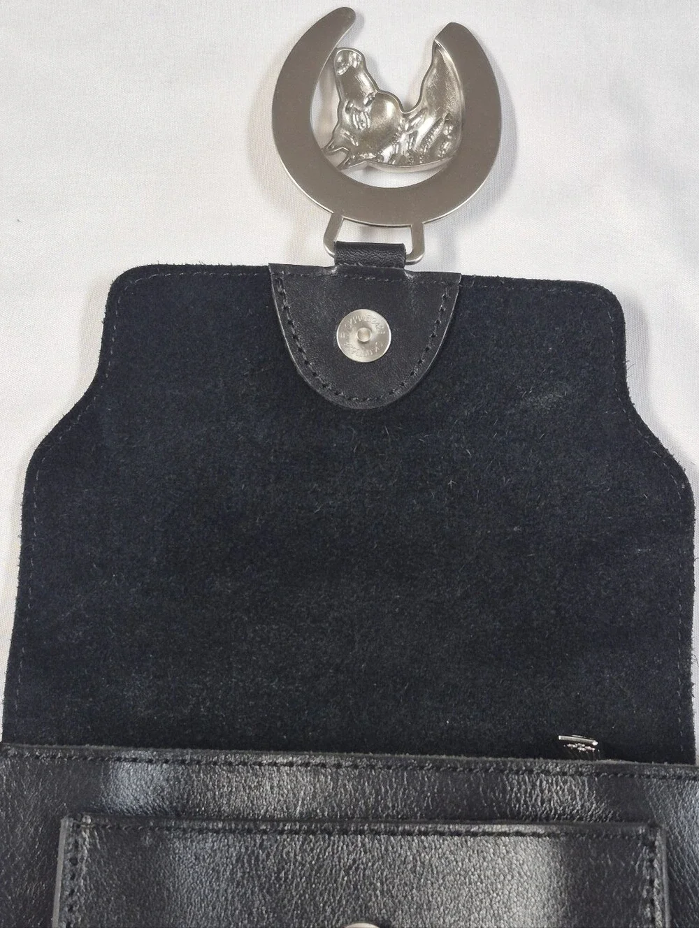 Patricia Nash Buckley Black Leather 3 Compartment North South Crossbody Purse